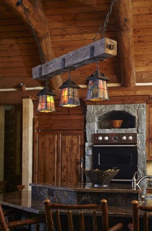 Rustic Chandelier Farmhouse Kitchen