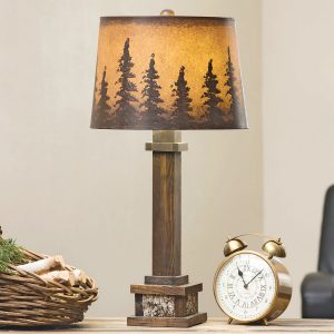 Cottage Table Lamp Forest Engraved