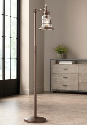 Farmhouse Floor Lamp Rustic Cage Bronze