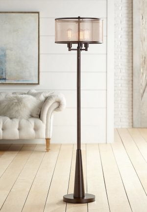 Farmhouse Industrial Floor Lamp Bronze Modern