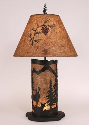 Farmhouse Lamp Deer Scene Night Table