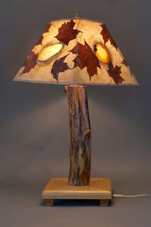 Farmhouse Rustic Table Lamps Wood Leaf