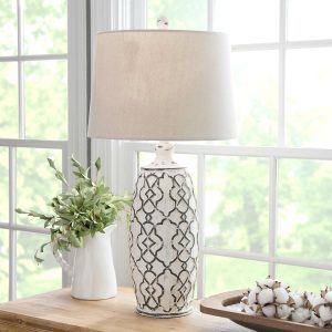 White Farmhouse Lamps Distressed Cream