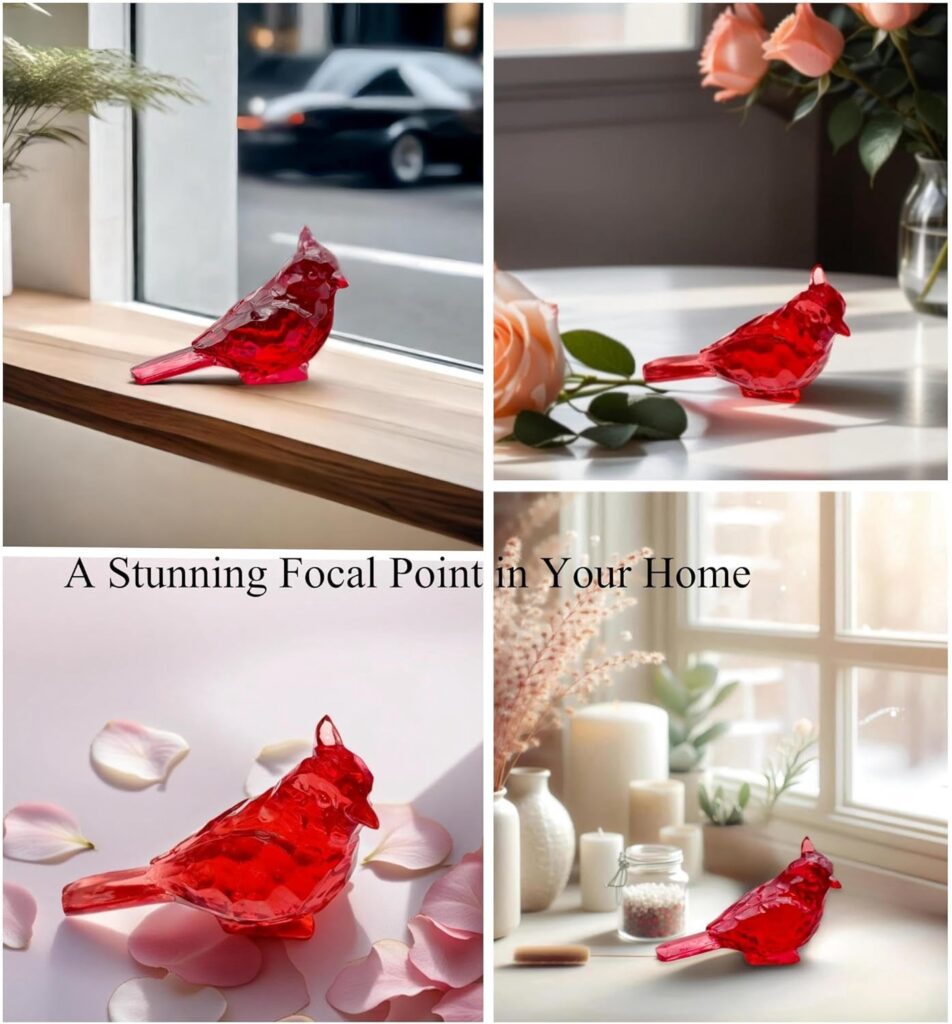 Cardinal Bird Figurine Red Home Decor 4
