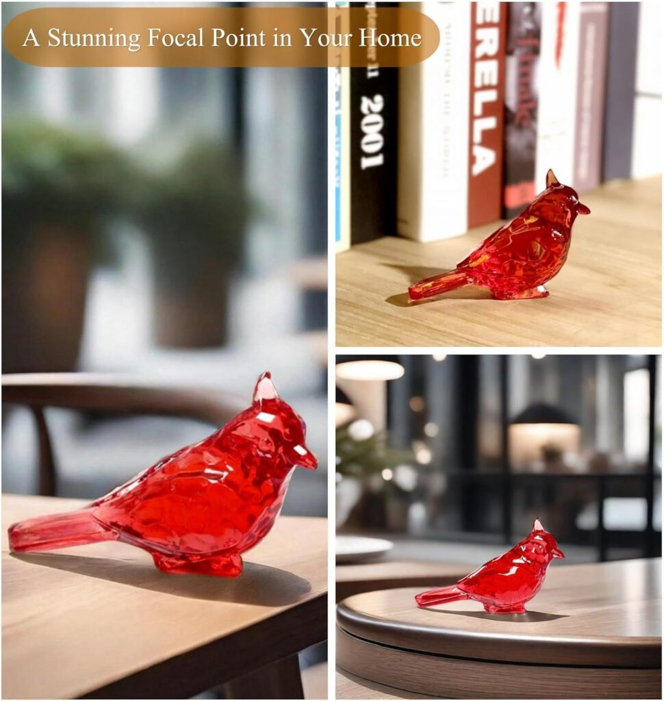 Cardinal Bird Figurine Red Home Decor 5