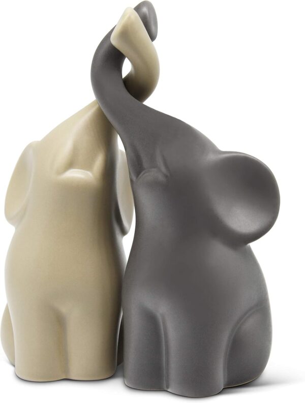 Ceramic Elephant Sculpture Elegant Couple Home Decor