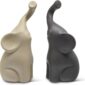 Ceramic Elephant Sculpture Elegant Couple Home Decor sidevew