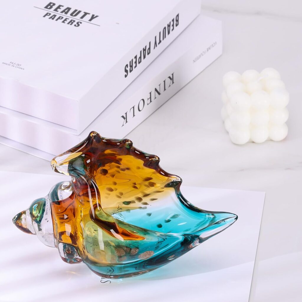 Conch Shell Sculpture Elegant Glass Decor 4