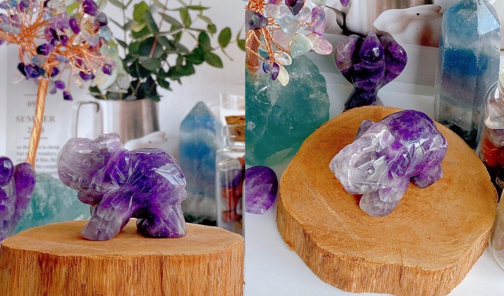 Figurine Statue Amethyst Elephant Decor 5