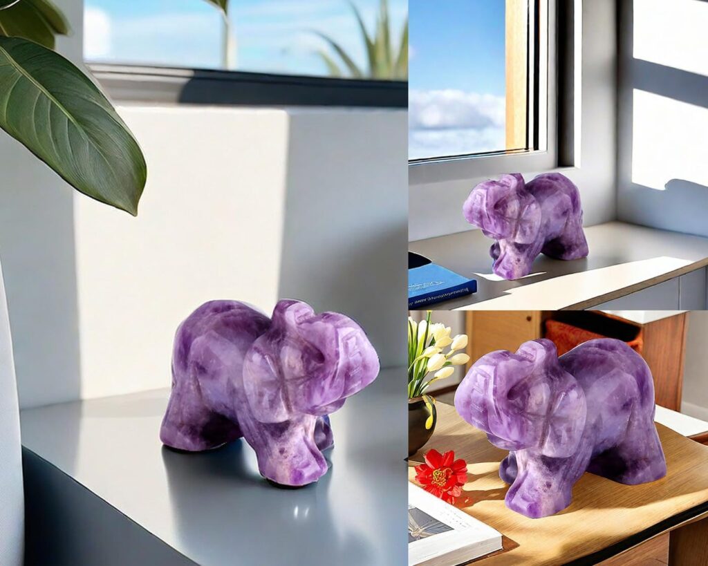 Figurine Statue Amethyst Elephant Decor 6