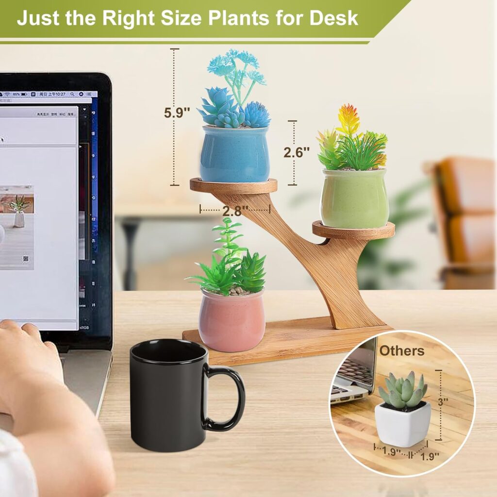 Lifelike Colorful Potted Fake Succulents 3
