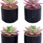 Stylish Artificial Succulent Plants Mini Fake Succulents black set 4