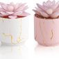 Stylish Artificial Succulent Plants Mini Fake Succulents white pink set2