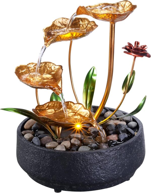 Tabletop Fountain Metal Lotus Circulating 1