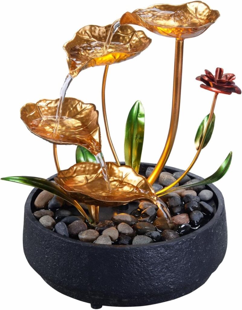 Tabletop Fountain Metal Lotus Circulating 6