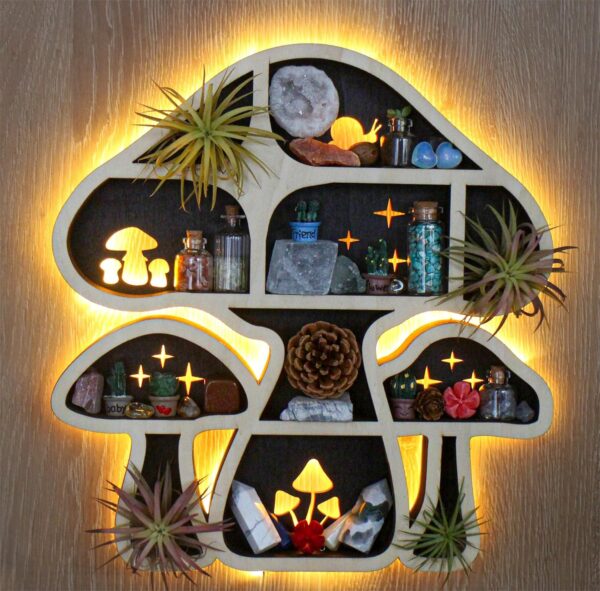 Wall Decor Shelves LED Mushroom Design