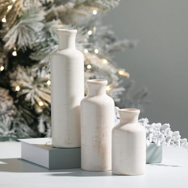 White Ceramic Vase Decorative Set